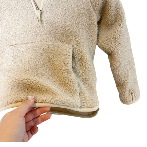 H&M Girls Sherpa Fleece Hooded 1/4 Zip Pullover Jacket - Picture 8 of 10